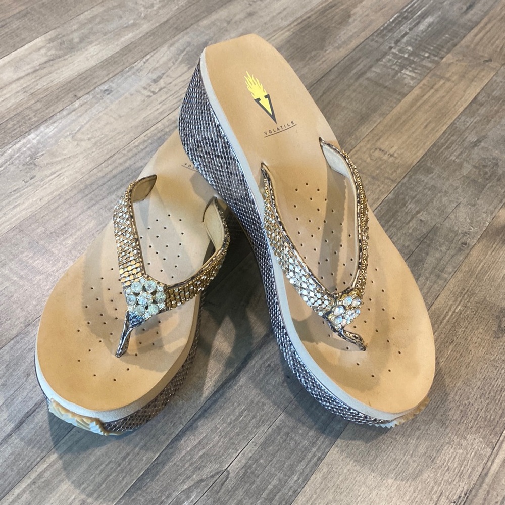 Snakeskin and Rhinestone Volatile Sandals